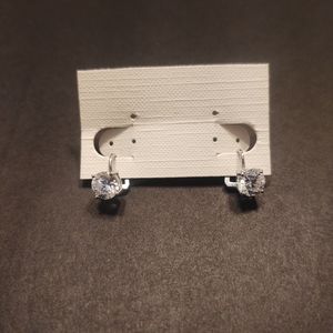 Silver diamond clip on earrings